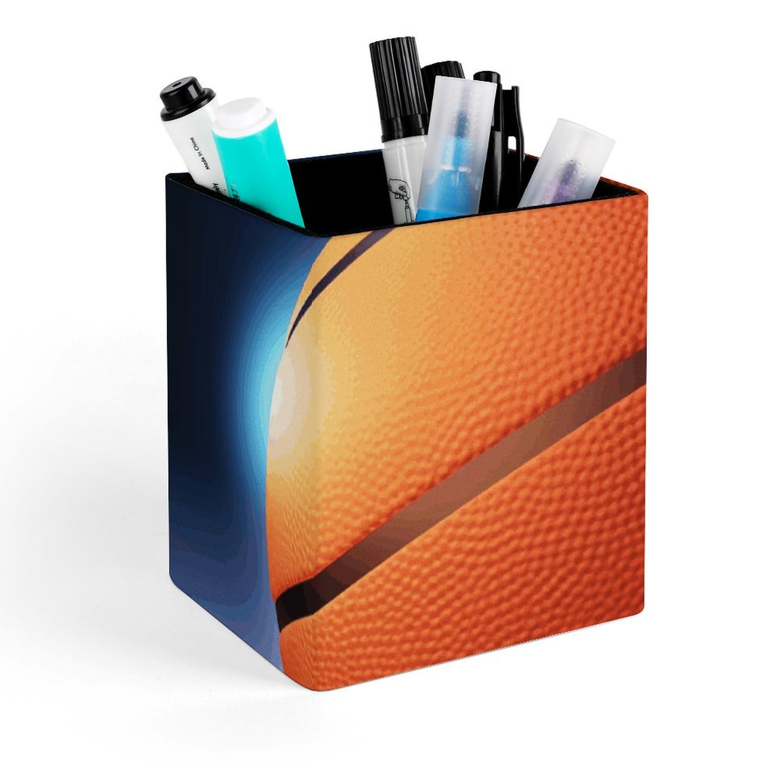 Porte-stylo carré cuir motif basket pour décorer une chambre ado ou un bureau
