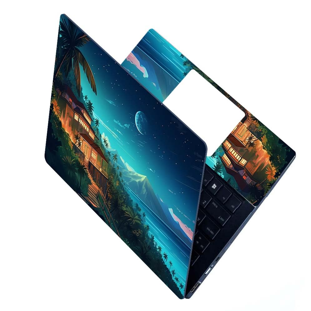 Image of Full Laptop Skin Bubble-Free HD Quality Sticker for Laptops Upto 15.6 inch Compatible with Apple /Dell /HP /Lenovo /Acer /Asus /Sony (Dustproof|Waterproof|Scratchproof|Reusable) - Beach House FL1