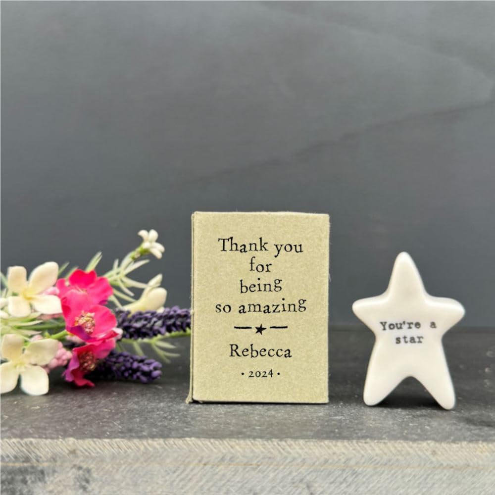 Personalised Matchbox Porcelain Thank You for being so amazing Gift, Star Ornament, Porcelain Keepsake, Thank You Keepsake, Porcelain Boxed Gift