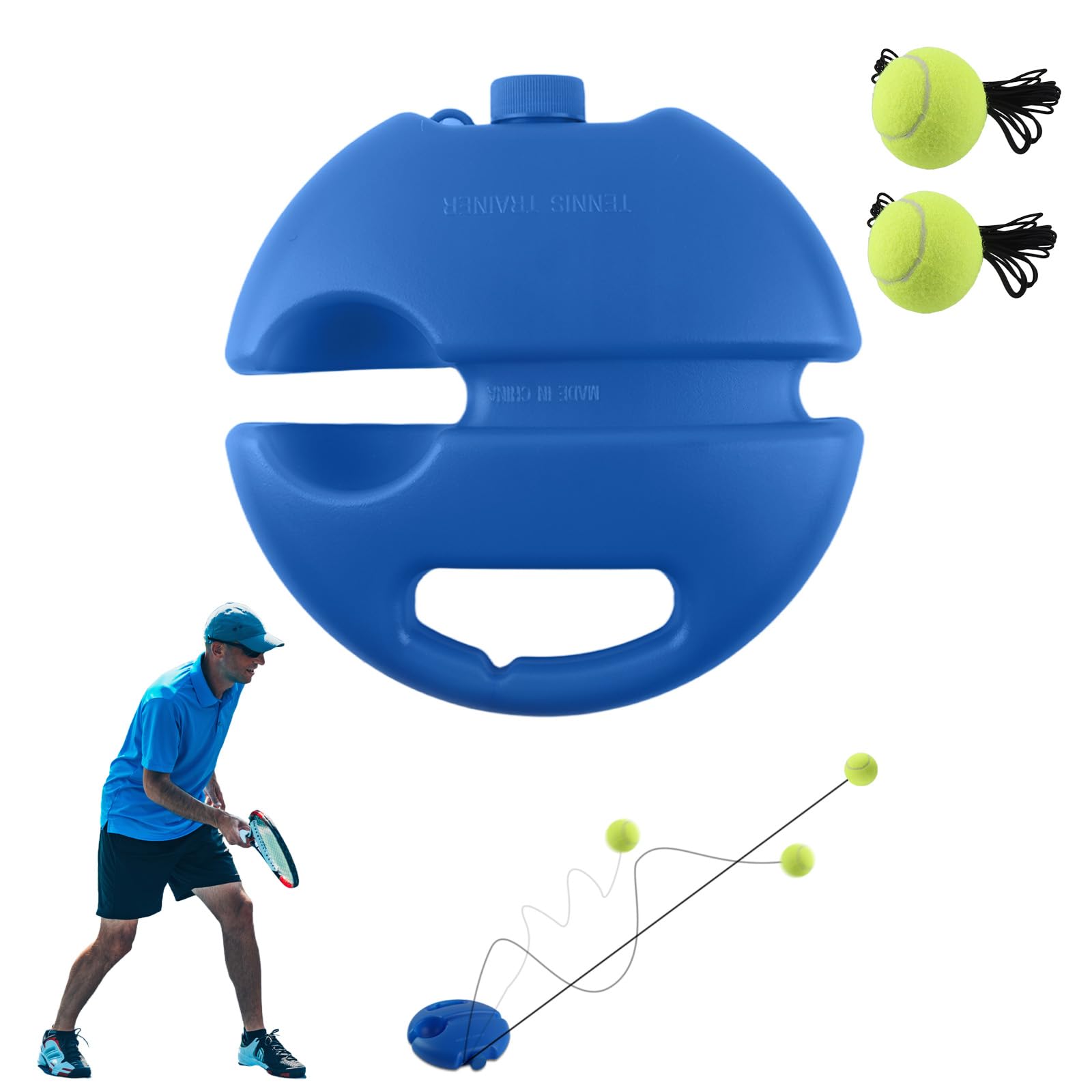 Tennis Trainer Set con 2 Palline da Tennis Rebound, Comodo Tennis Trainer per l’Allenamento Tennis Autonomo di Adulti, Bambini e Principianti