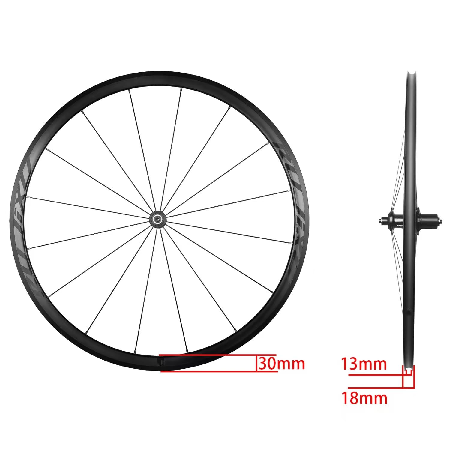 Ruote da Bici da Corsa 700C con Freni a Pattino Anteriore e Posteriore – Cerchi 30/40/50mm, Mozzo in Carbonio, Compatibile con Cassette 8/9/10/11 velocità, Attacco 100/130mm