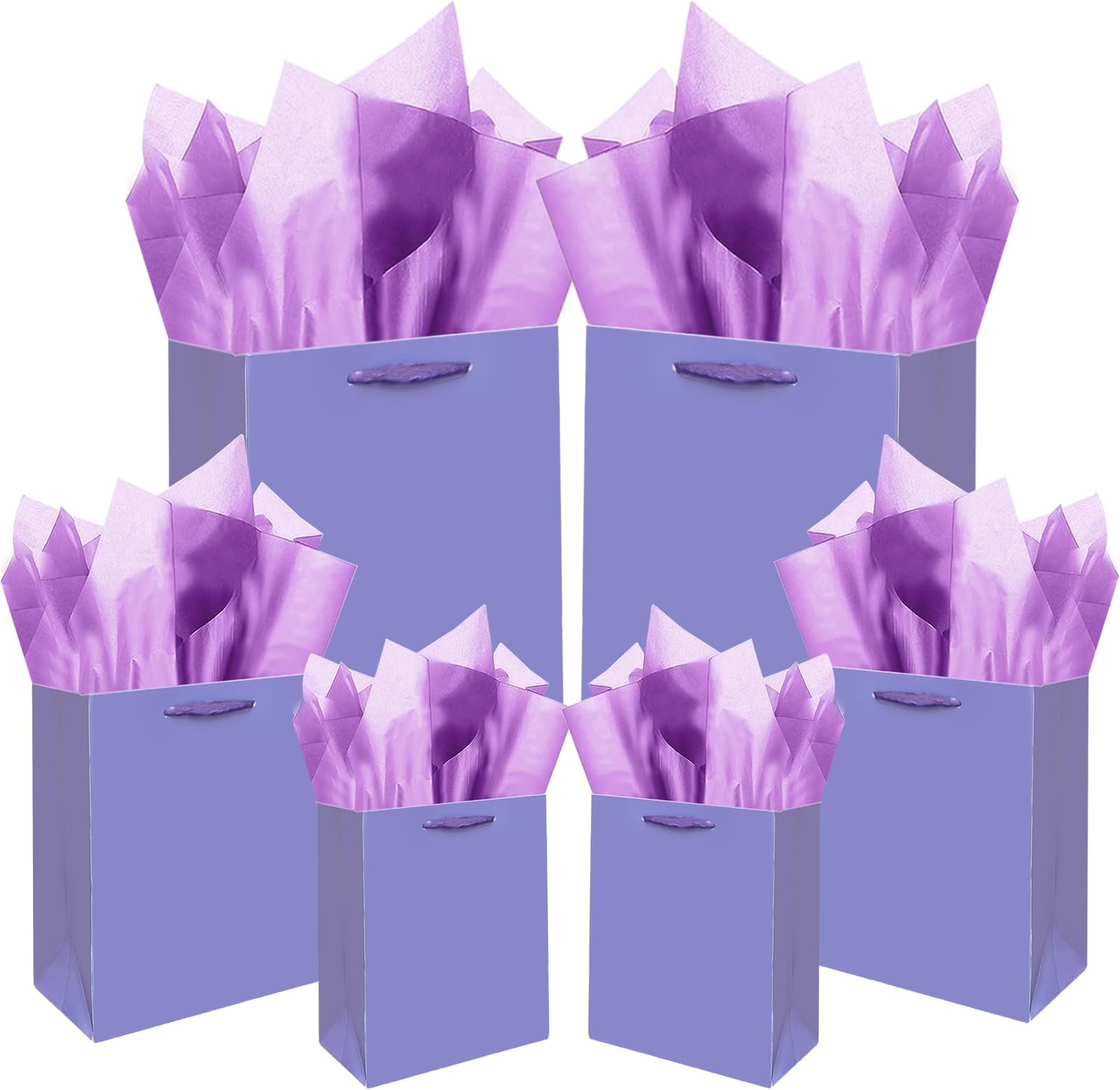 Violet Gift Bags with Tissue Paper Mulit Assorted Sizes 10PCS Present Party Favor Birthday Bags(2pcs Large 13", 4pcs Medium 9", 4pcs Small 6"，22pcs Tissue Paper)