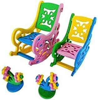 كرسي هزاز للعب الداخلي وتنمية المهارات والأنشطة التعليمية، تعليمي وغير سام ويعزز الذاكرة والمهارات الاجتماعية، مصنوع من مطاط إي في إيه، متعدد الألوان