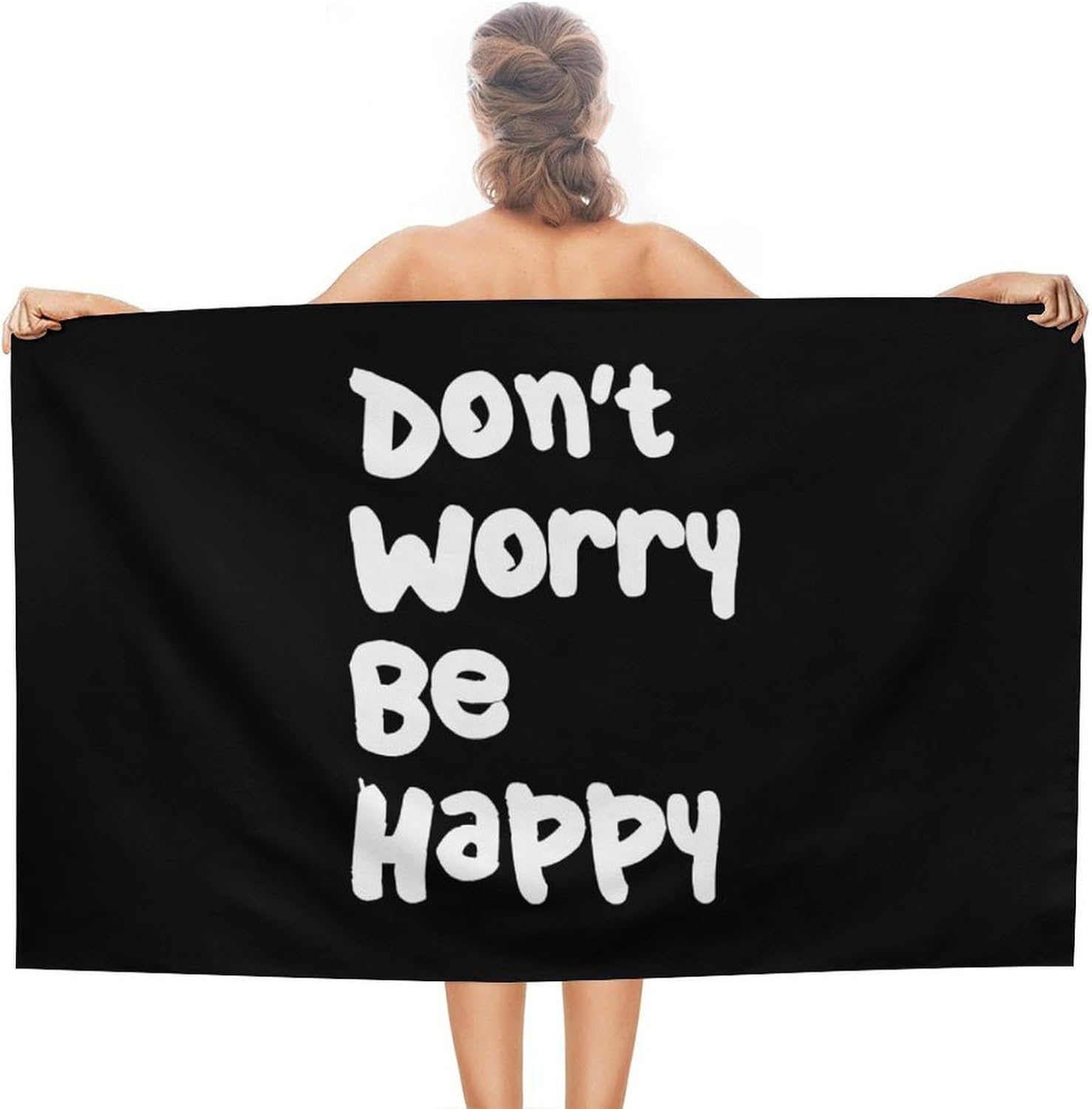 Don't Worry Be Happy Oversized Beach Towel Soft Absorbent Pool Bath Swim Towels for Adults Travel Vacation Gifts 130x80cm