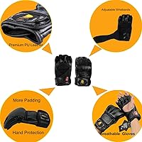 Vista 3 de ZooBoo MMA Gloves, Half-Finger Boxing Fight Gloves MMA Mitts with Adjustable Wrist Band for Sanda Sparring Punching Bag Training