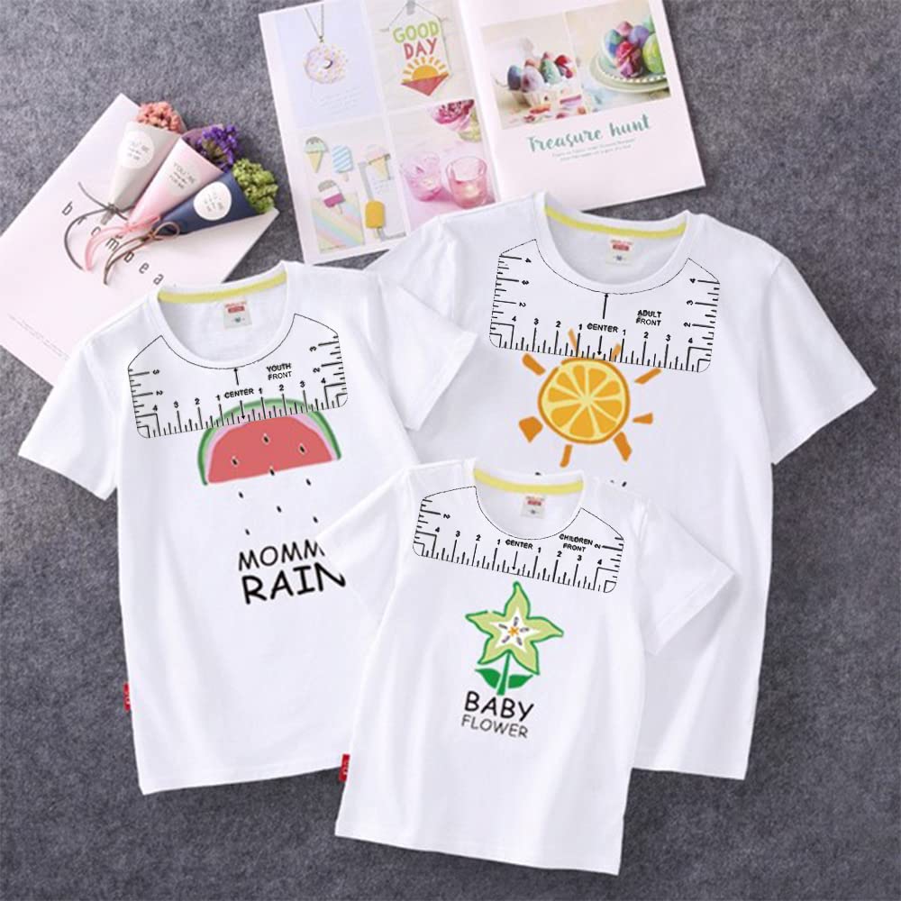 12 Righelli Allineamento T-Shirt - Guida Per Disegno E Posizionamento, Trasparente, Con Scala - Foto 8