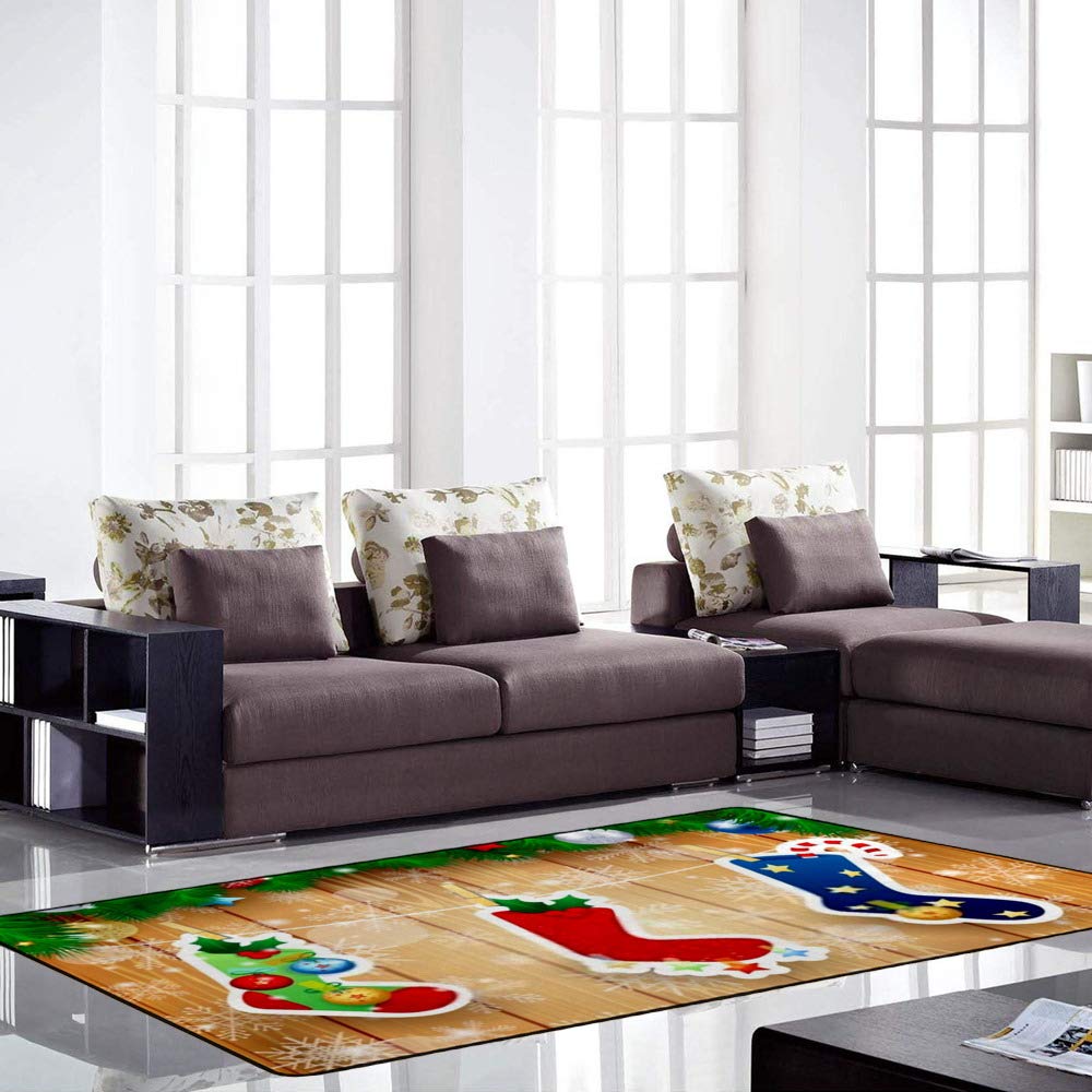 Tapis de Noël moderne en polaire de corail 72x48 inch pour votre salle à manger
