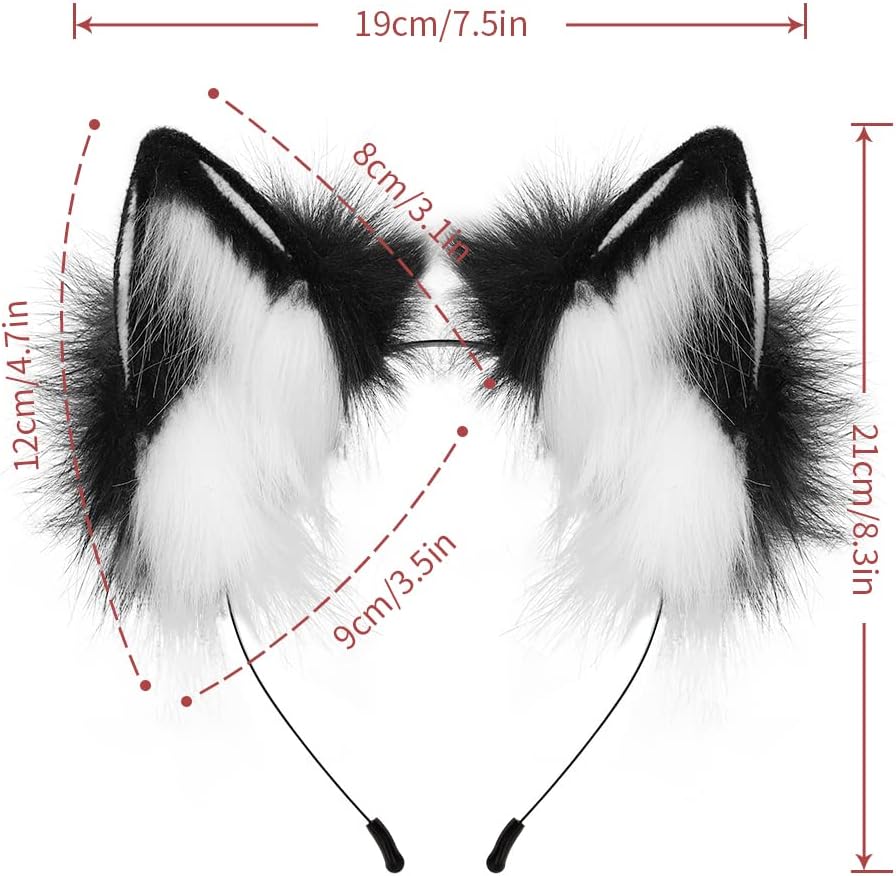 HAOAN Handmade Cat Fox Fur Ears Hairhoop Headwear Anime Party Halloween Costume Headband Hairband - Image 2