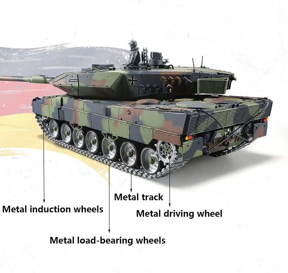 RC Remote Control Tank Upgrade Accessories Suitable for Henglong 1/16 German Leopard 2A6 Main Battle Tank (3889) Including Metal Tracks, Load-Bearing Wheels, etc. (Metal Driving Wheel)