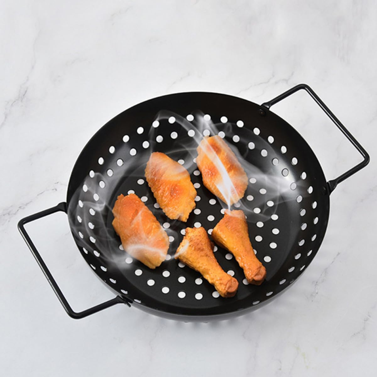 Metal Grill Pan with Holes Perfect for Bbq Frying Pan Grill Utensils for Small/medium Gatherings