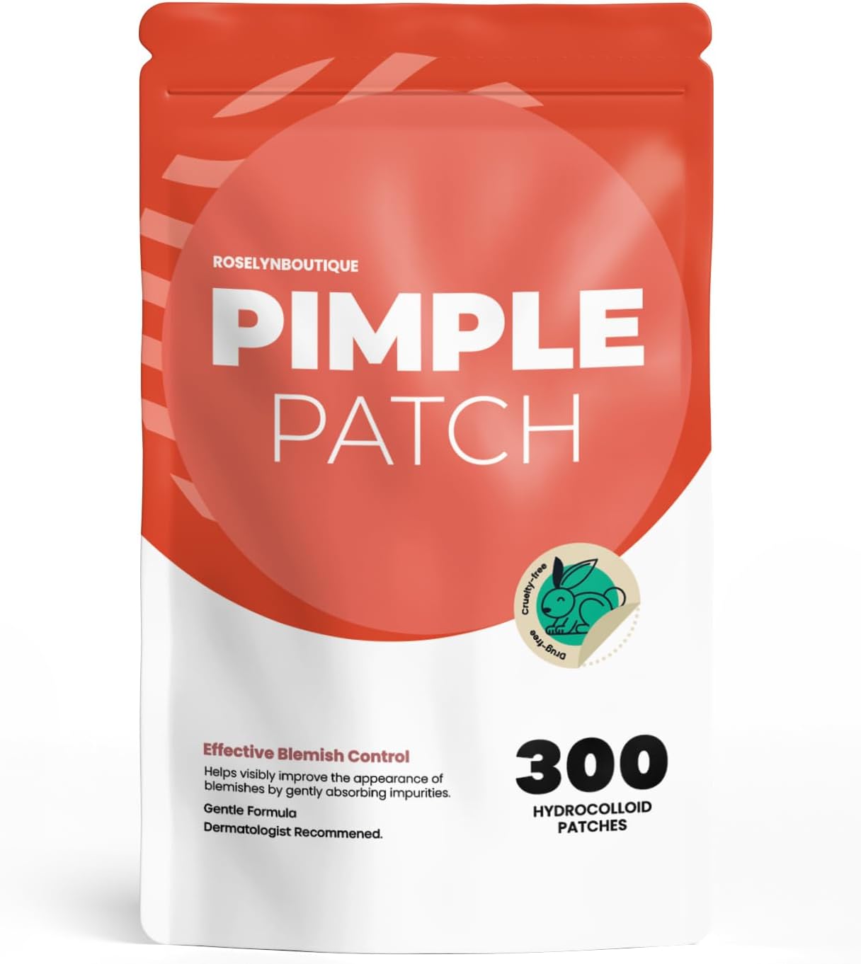 ROSELYNBOUTIQUE Pimple Patches - Hydrocolloid Spot Patches for Blemishes – 300 Clear Dots – Vegan & Cruelty-Free – Cosmetic Facial Skincare Product