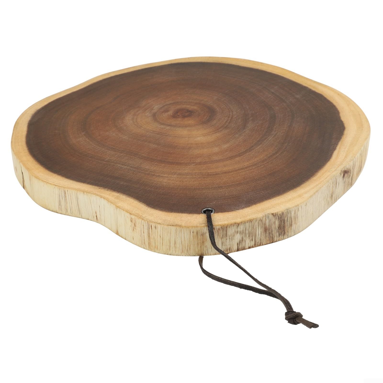 Schneidbrett Akazie Massivholz Rund Unregelmäßig Brot Obst Gemüse 23x28cm Küchenhelfer(Large 31-37CM)