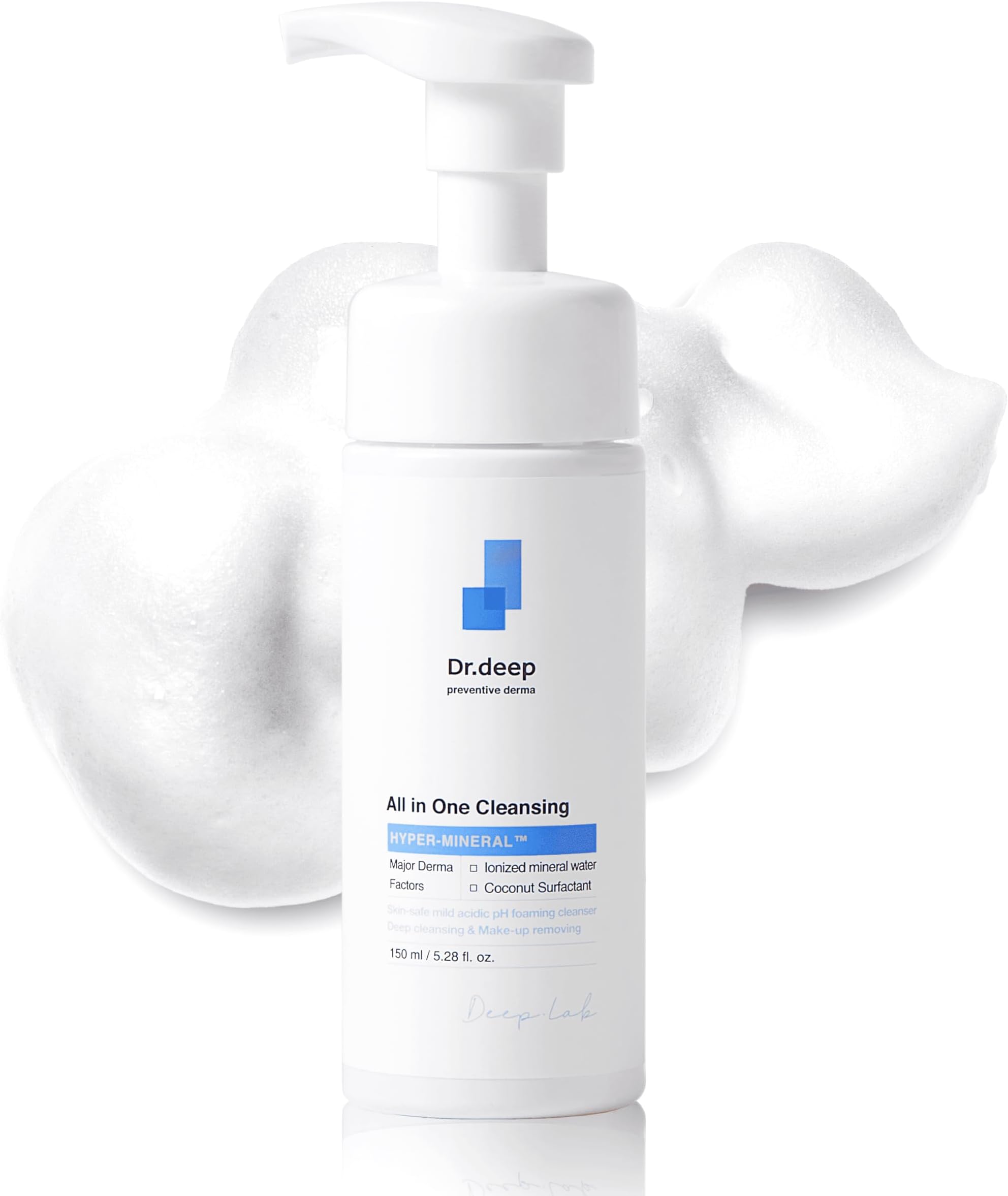 Dr.Deep All in One Cleansing - Korean Foaming Facial Cleanser for Bumpy Skin & Blackheads, Makeup Removing Cleanser & Gentle Face Wash for All Skin Types - 5.07 fl. oz