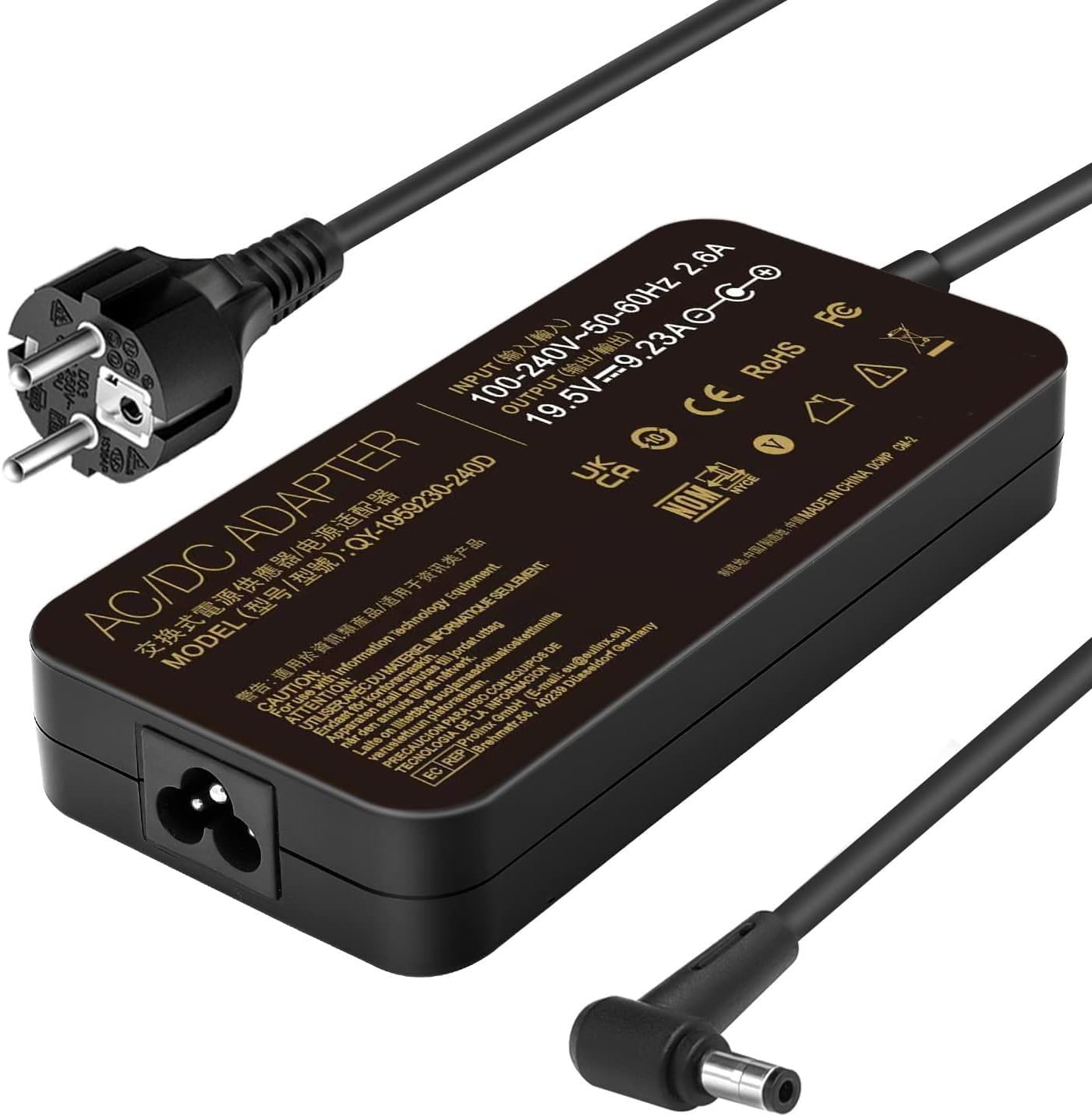 180W 19.5V 9.23A Adapter Laptop Charger Compatible for Asus ROG G750JM G750JS G750JW G750VW G750VX G751JL G751JM G752VL G752VT G55V G55VW G75VX ADP 180MB F FA180PM111 ADP-180HB D (5.5 x 2.5mm）
