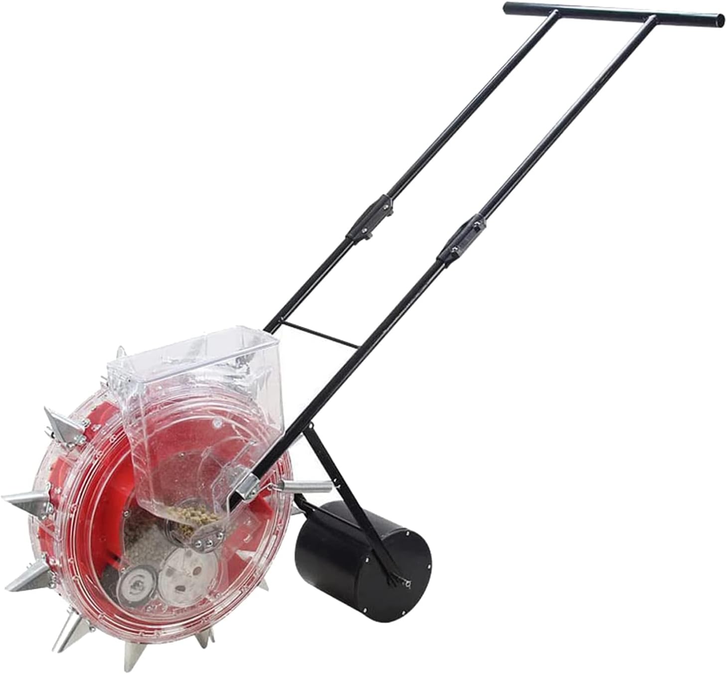 Precision Metal Garden Seeder - Adjustable Pitch Manual Seeder for Lawn, Vegetables, Corn & Beans - 9 Holes Compost Spreader for Efficient Planting