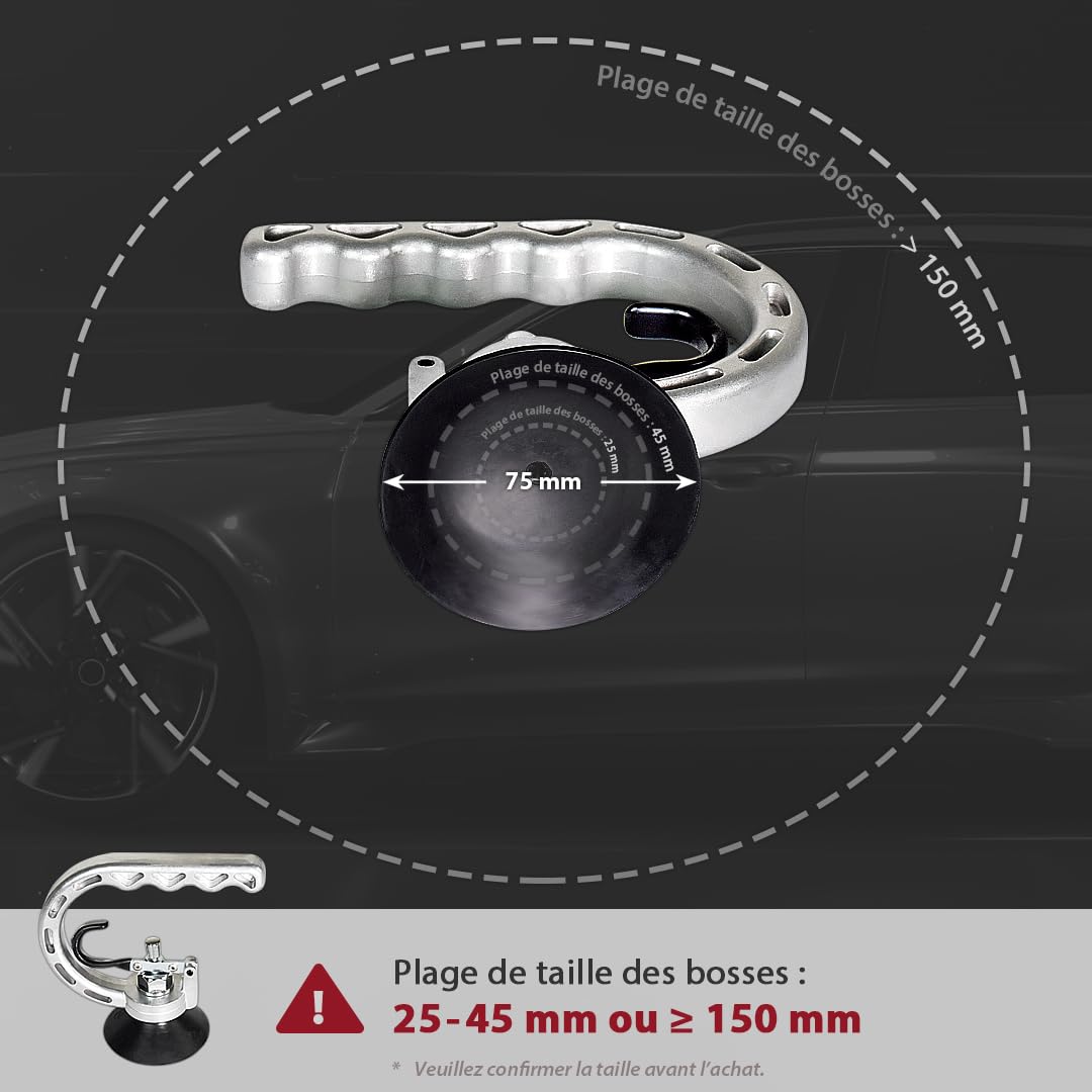 FIRSTINFO Ventouse Débosselage Carrosserie 75 mm, Débosseleur Sans Peinture Aluminium, Extracteur de Bosses pour Voiture, Outil de Réparation Carrosserie PDR A1504A