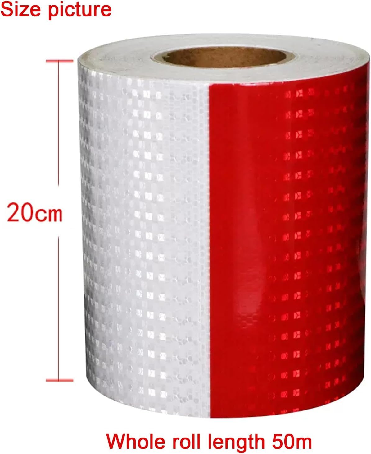 Taśma ostrzegawcza odblaskowa, Taśma odblaskowa samoprzylepna wielokolorowa, różne rozmiary, PVC, 50 m(Red White,15 cm x 50 m)