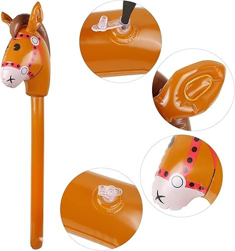 Miniatura 10 de EVERMARKET 6 piezas de caballo inflable, palo de caballo inflable de 37 pulgadas, palo de caballo para caballo de Navidad, decoración de fiesta de