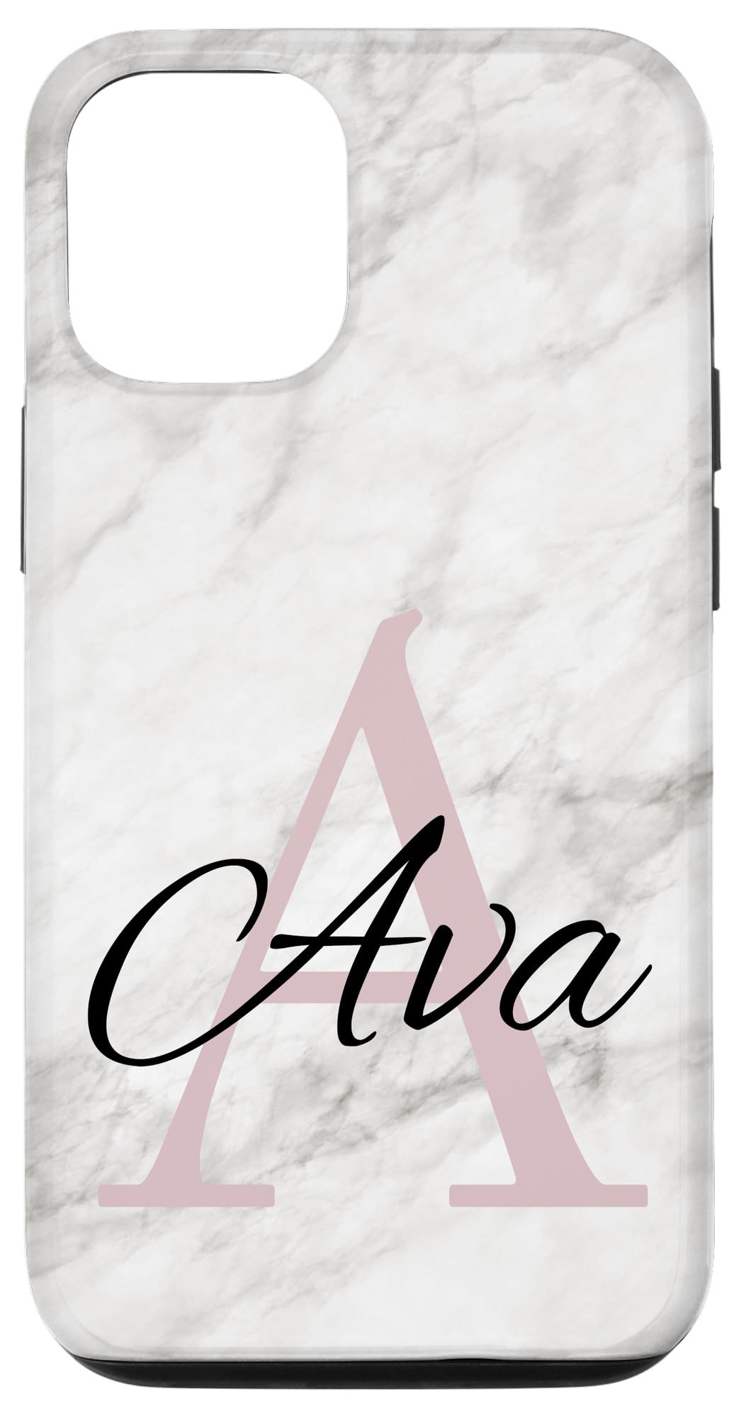 Ava Pink Monogram Letter A Girls Personalized Name Case for iPhone 12/12 Pro