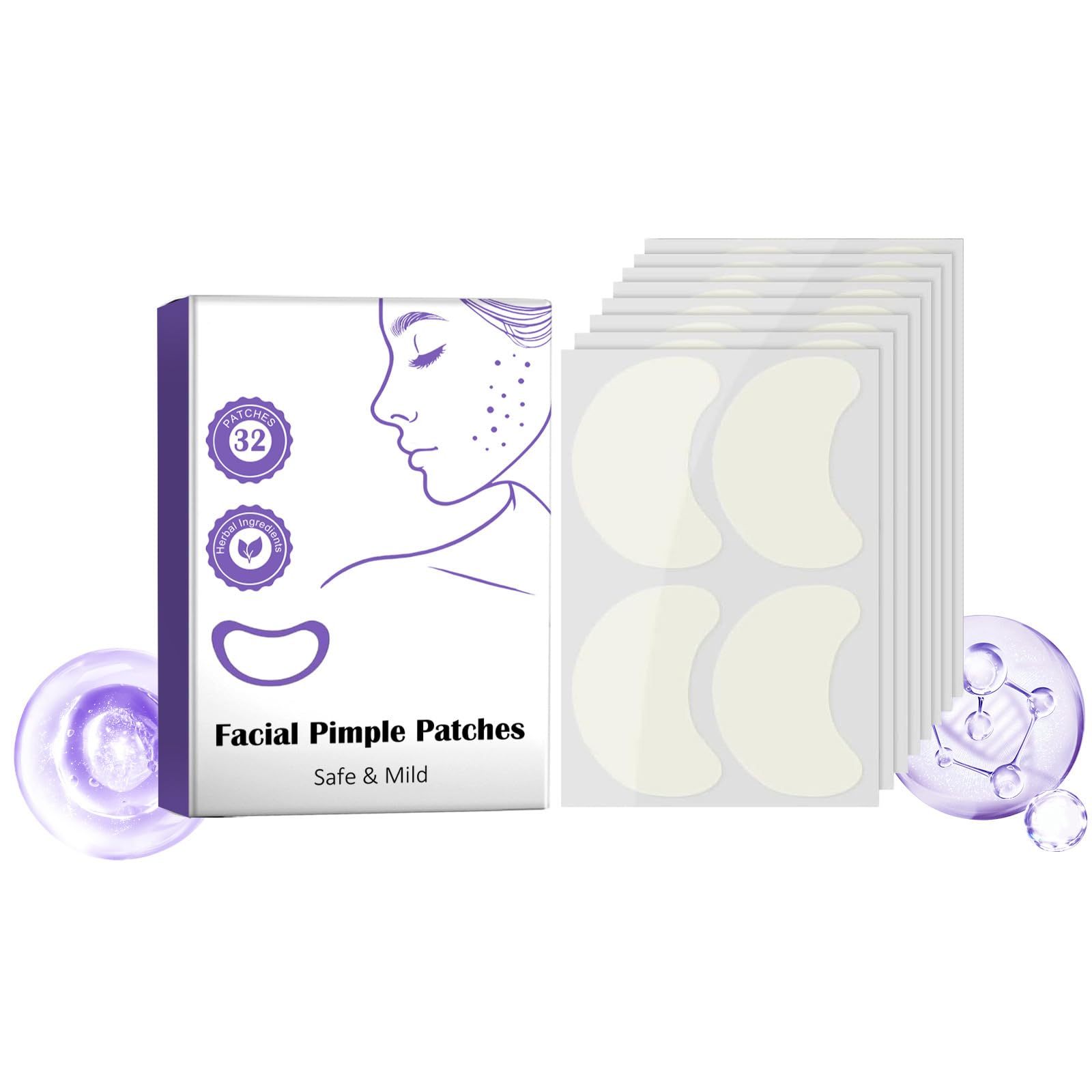 AzoneeLarge Pimple Patches, 32 Patches Big Acne Patches with Tea Tree Oil, Salicylic Acid, XL Zit Patches for Full Face, Forehead, Chin, Nose, Body, Back, Neck & Chest, Acne Bandages