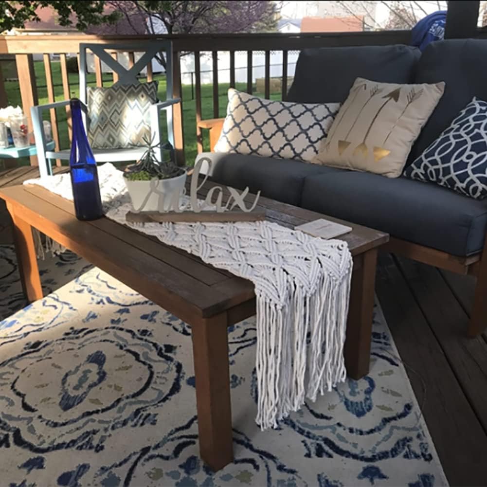 Macrame Table Runner 72 Inches Long, Boho Fall Table Runner Handwoven Farmhouse Table Placemat with Tassels for Bohemian Bridal Shower Party, Wedding Runners, Rustic Table Linen for Dining Room Coffee