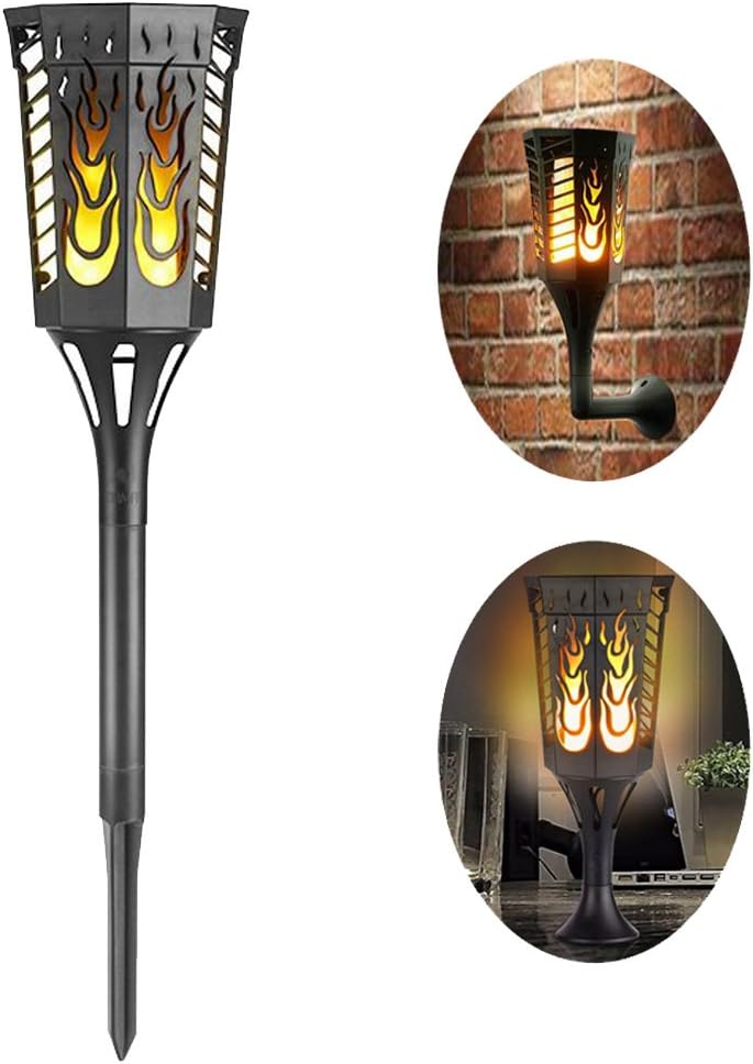 Outdoor Flickering Flames 96 LED Solar Torch Lights Waterproof Wall Light Landscape Decoration Lighting for Garden Lawn Patio Yard Driveway Pathway (1 Pack)