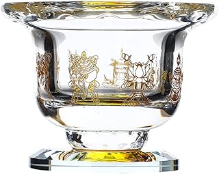 Woda buddyjska z kubkami buddyjskimi- miski: Kryształ-Święty kubek na wodę z buddyjskim buddyjskim kubkiem Buddystycznym tybetańskim buddyjskim zapasy świątyni do medytacji