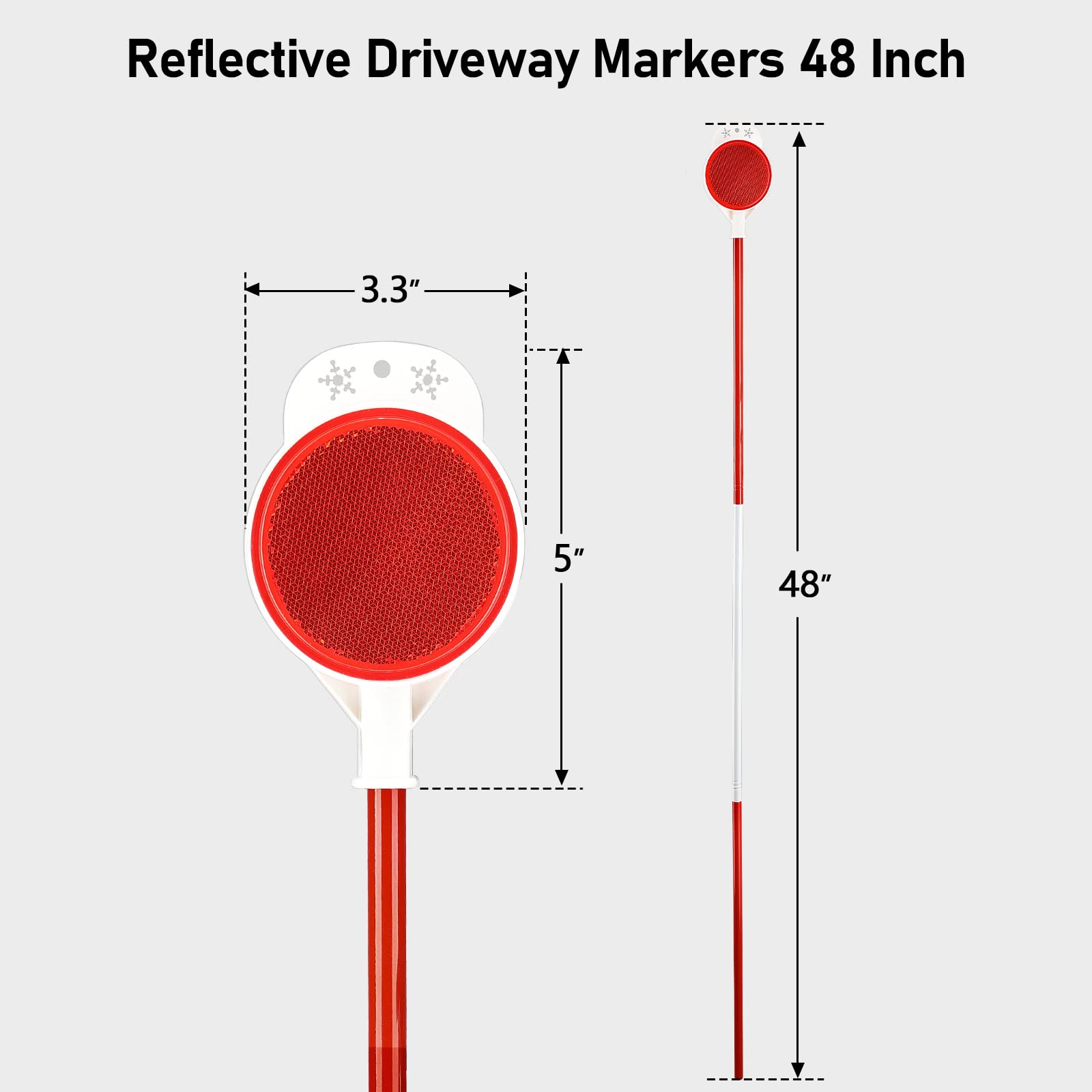 Markery do podjazdu, 112 cm reflektory podjazdowe do orki śnieżnej – dwustronne odblaskowe znaczniki podjazdowe z łatwą widocznością w nocy i na każdą pogodę (4 sztuki)