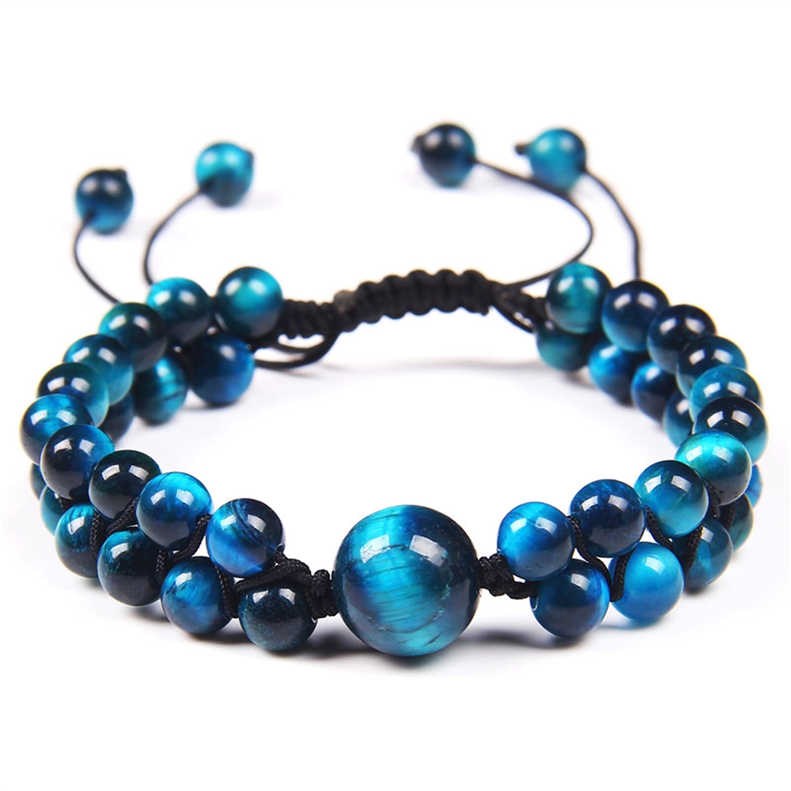 Naturstein-Armband, Vintage-Stil, natürlicher Tigerauge-Stein, geflochtenes Armband, Herren, zweireihig, 6 mm Perlen, Armbänder für Frauen, exquisiter Schmuck, Armband-Schmuck