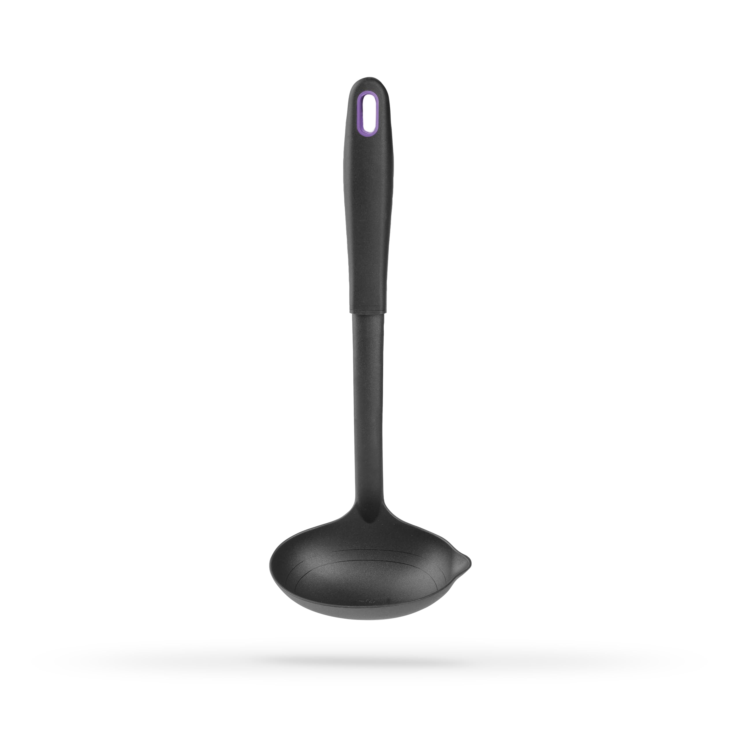 rena germany Premium Soup Ladle - 31.0 cm Hanging - Integrated Storage Aid - Plastic - Black - Made in Germany (Purple)