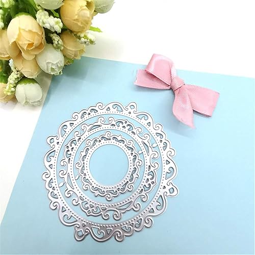 Miniatura 4 de Troqueles de corte de metal, marco de encaje redondo, plantilla de troquelado para hacer tarjetas, álbumes de recortes, manualidades, álbumes de