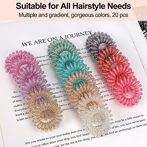 JessLab 20 Pcs Spiral Hair Ties, Plastic Hair Coil Bands - Image 2