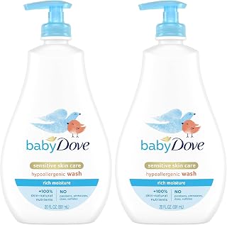 Baby Dove Sensitive Skin Care Baby Wash For Baby Bath Time Rich Moisture Tear-Free and Hypoallergenic, 20 oz (Packaging May Vary) (Pack of 2)