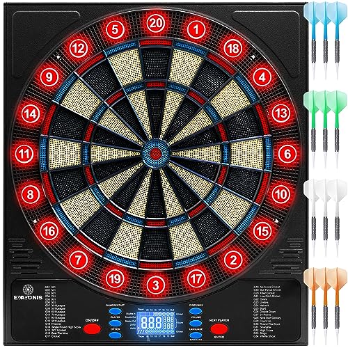 Cible de fléchettes électronique 34 jeux avec 12 fléchettes illuminées