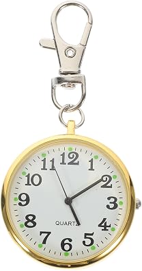 iplusmile Small Stainless Steel Pocket Watch Keychain Wind up Fob Watch for Nurses Portable Clip-on Open Face for Women Men Lightweight 3.14X1.57X0.27In