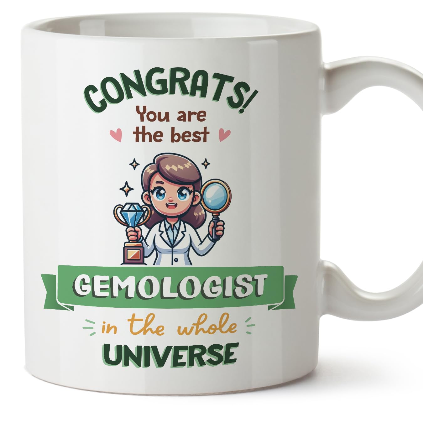 MUGFFINS Gemologist Woman Mug - in English - Best in Universe Trophy - Funny Gift for Colleagues - Ceramic 11oz Mug โ image 1