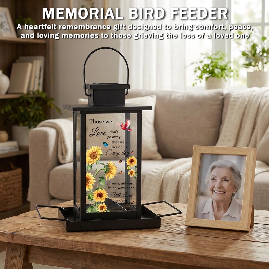 Solar Memorial Bird Feeder for Outdoors, Sympathy Gifts for Loss of Loved One Dad Mom, Remembrance Bereavement Memorial Gift Idea, in Loving Memory Gifts