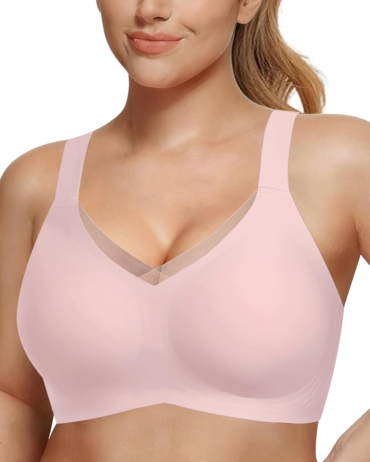Comfortable Wireless Bras for Women Seamless Padded Push Up No Show Bra with Support