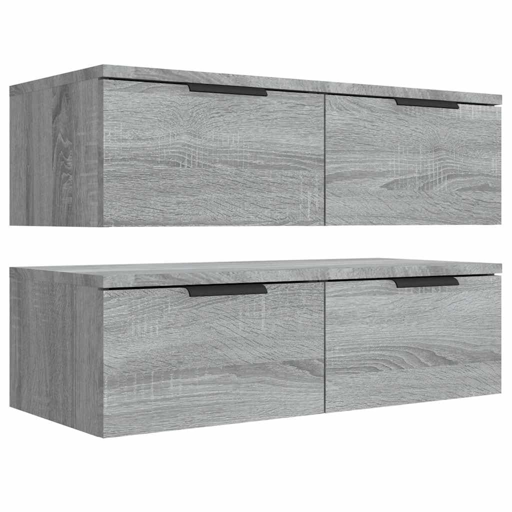 Szafki ścienne Sonoma 2 szt. szary materiał drewnopochodny 68 x 30 x 20 cm, szafka wisząca z szufladami, nie zajmuje dużo miejsca, do salonu, sypialni, kuchni, łazienki, biura, design
