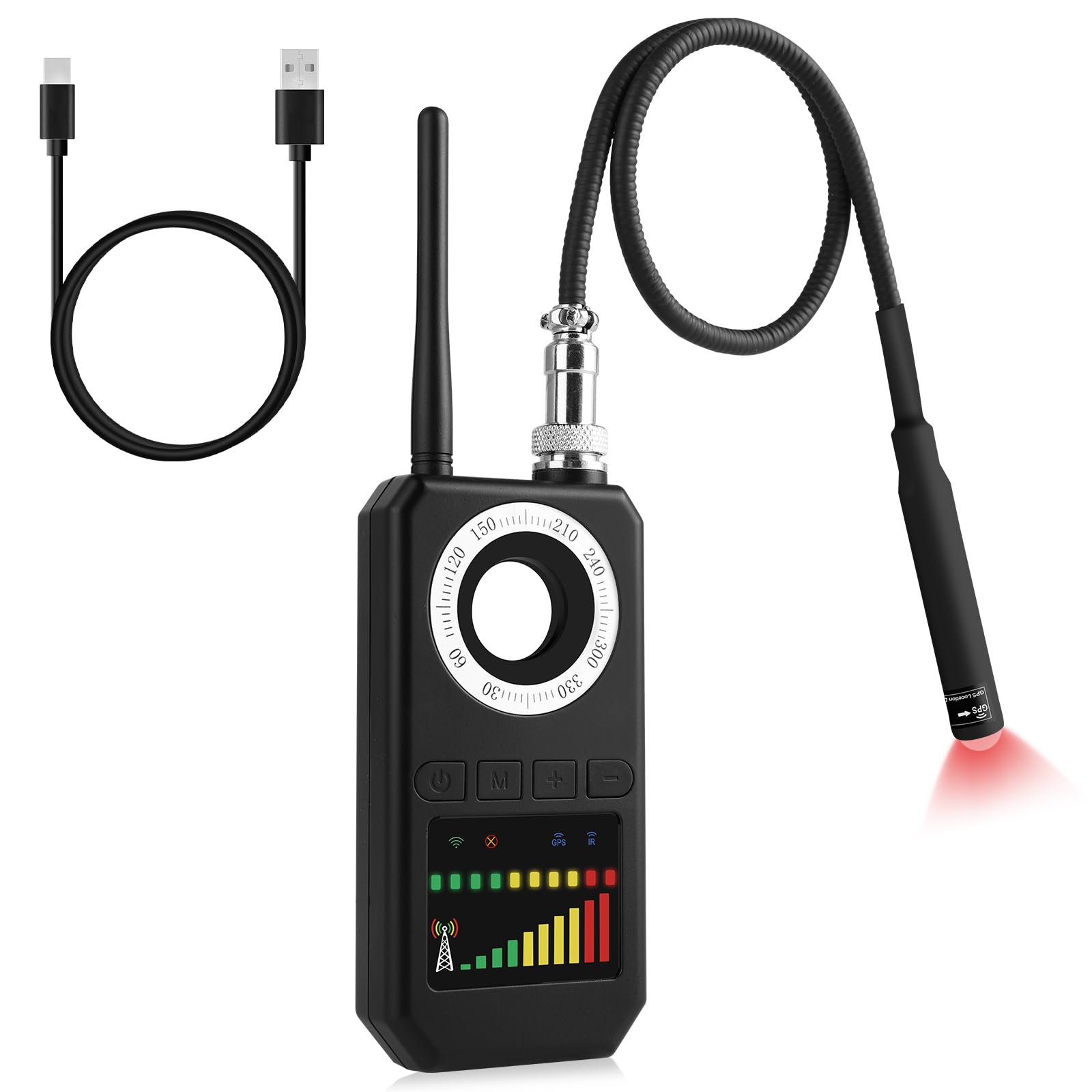 Rilevatore Microspie Senza Fili 6 in 1 - Detecțeur Telecamere Nascoste, GPS, RF e GSM, Rivelatore di Dispositivi di Ascolto, Rilevatore di insetti per Hotel, Ufficio, Casa