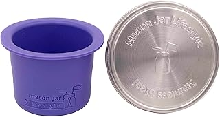 Mason Jar Lifestyle Divider Cup For Salads, Dips, and Snacks. Plastic Free Bento Lunch Container(Ultra Violet, Wide Mouth)