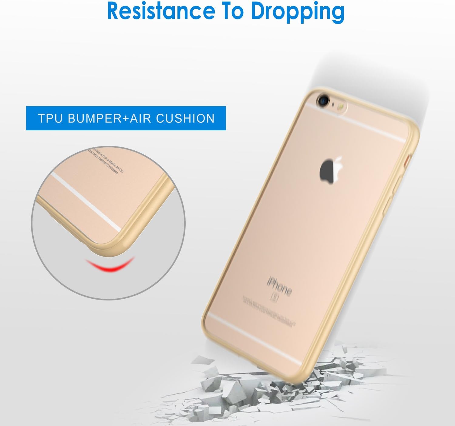 iPhone 6 Plus Case, JETech Apple iPhone 6 Plus Case 5.5 Inch Bumper Cover Shock-Absorption Bumper and Anti-Scratch Clear Back for iPhone 6 Pro 5.5 Inch Release on 2014 (Bumper - Gold)
