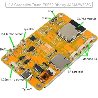 DIYmalls 2.8 inch ESP32 Display JC2432W328C Capacitive Touchscreen TFT LCD