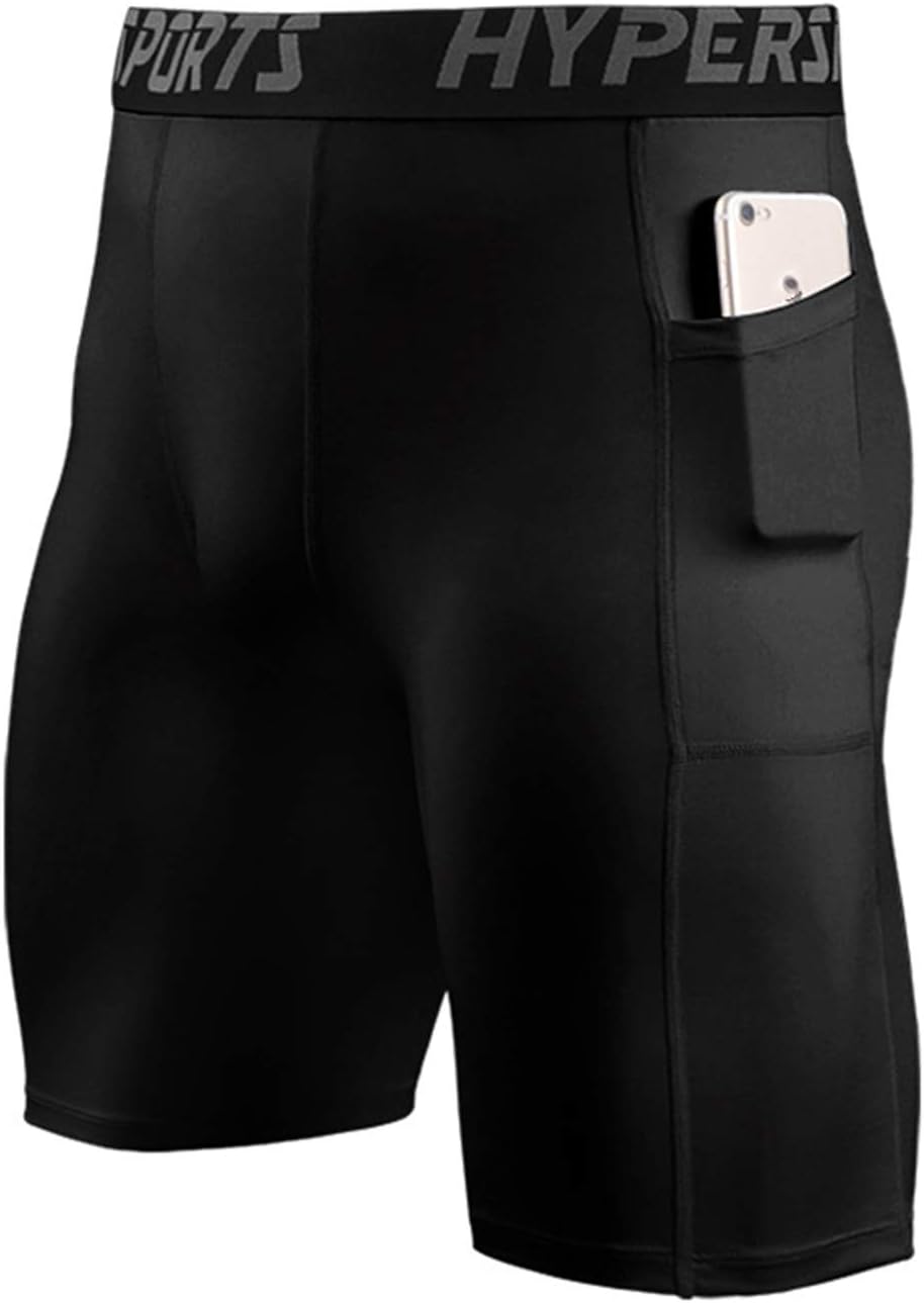 BaronHong Men's Compression Shorts Pockets Sports Running Tight