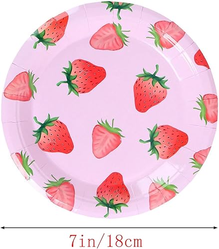 Miniatura 4 de MaitianGuyou Platos desechables de fresa para fiesta, paquete de 40 platos de postre para cumpleaños, fiesta, jubilación, aperitivo, boda, despedida