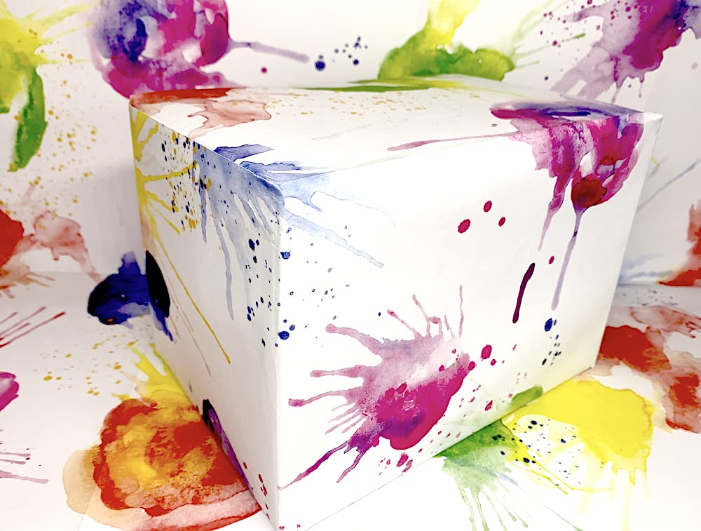 RECYCLED & RECYCLABLE Colour Splash Wrapping Paper - 5 XL Eco Friendly Sheets. Made in the Uk. Packaged in compostable materials.