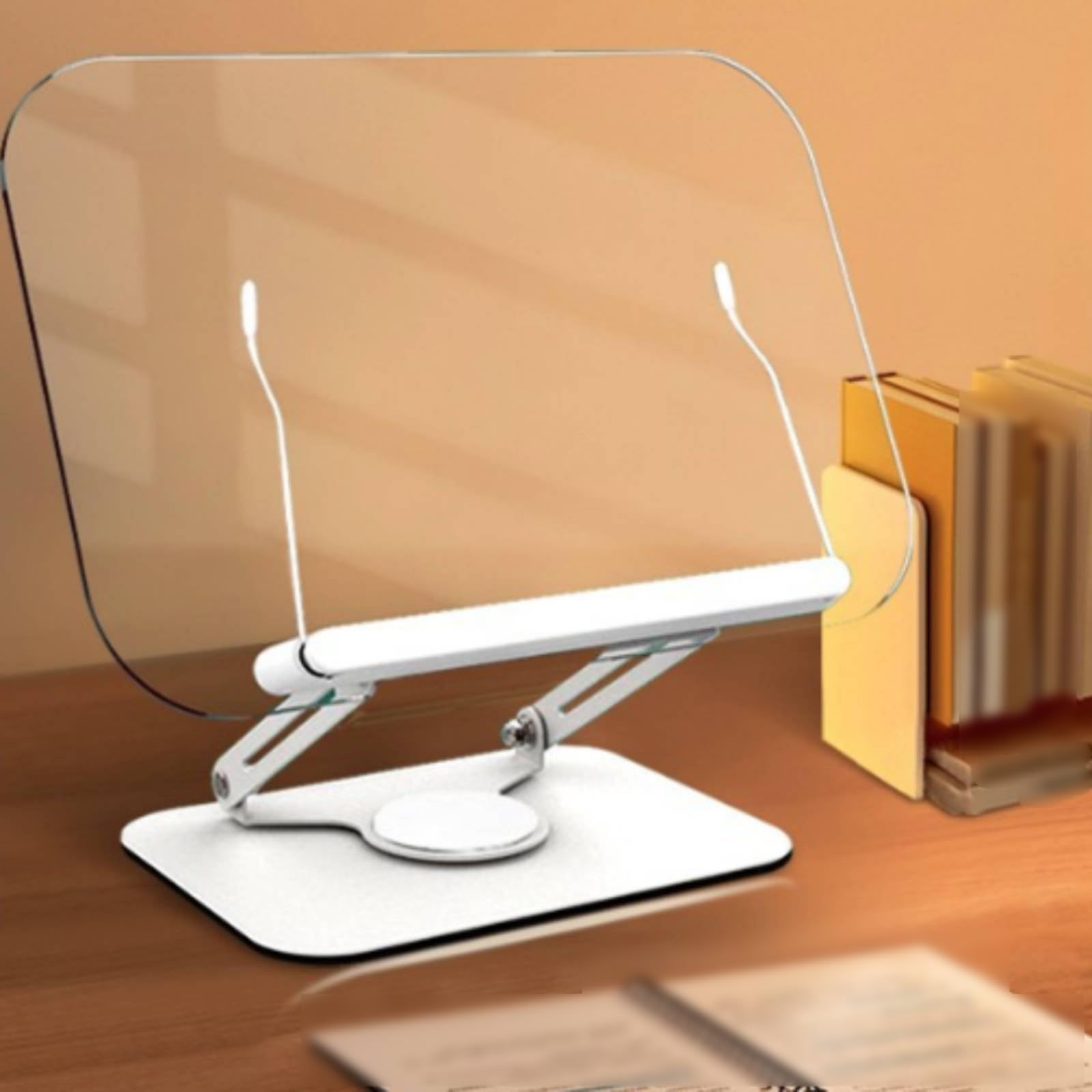 Soporte Lectura Acrílico Transparente Atril Escritorio Ergonómico Porta Libros para Lectores, Estudiantes, Soporte De Lectura Acrílico Giratorio, Tamaño Mediano, Versión Engrosada