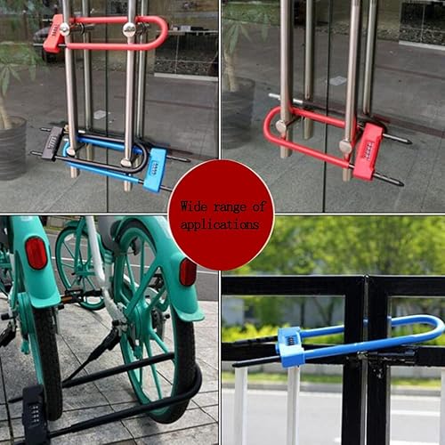 Miniatura 5 de U Lock-Candado de combinación de bicicleta - Candado de combinación de cuatro posiciones - Candado de grillete largo - con grillete ajustable -