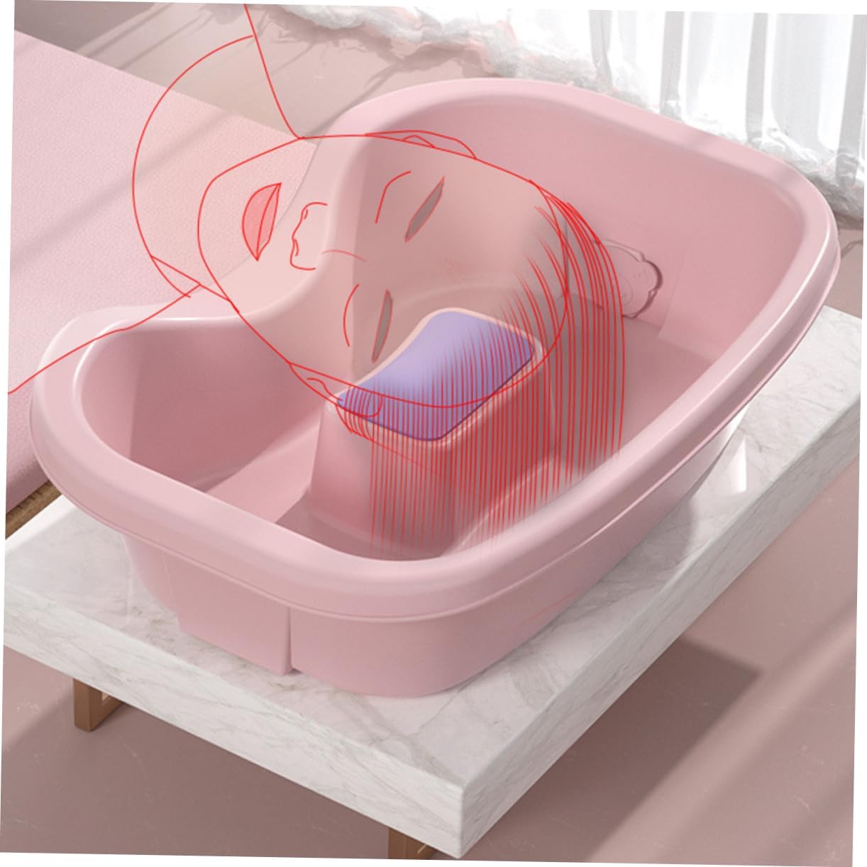 FRCOLOR Portable Plastic Hair Washing Tray Drain Bedside Shampoo Basin for Elderly and Pregnant Women Comfortable Hair Care Solution for Bedridden Users