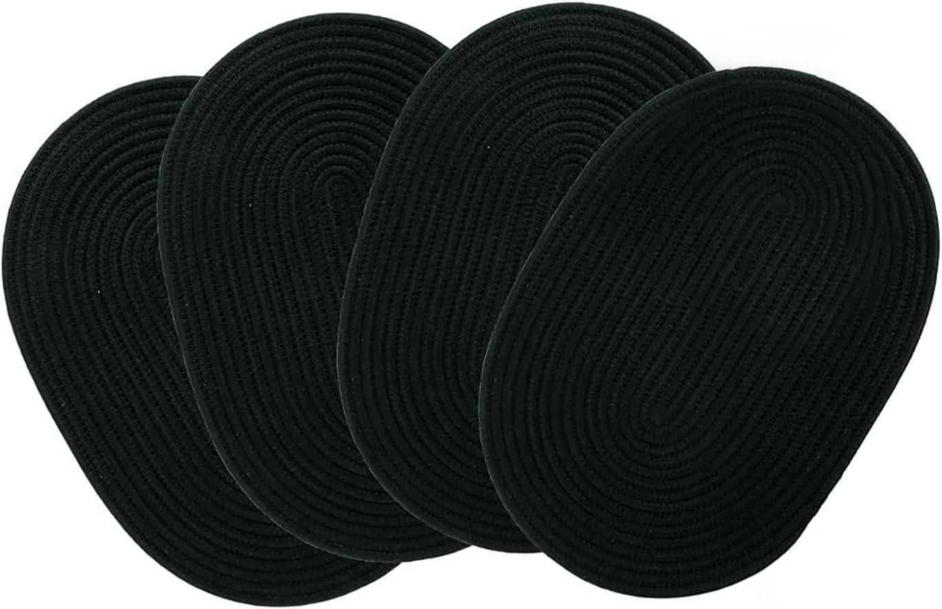 4 Pack Braided Placemats, Water Hyacinth Woven Placemats Oval Table Mats Non Slip Washable 16 * 12 inch Oval Place Mats (4, Brown Water Hyacinth)